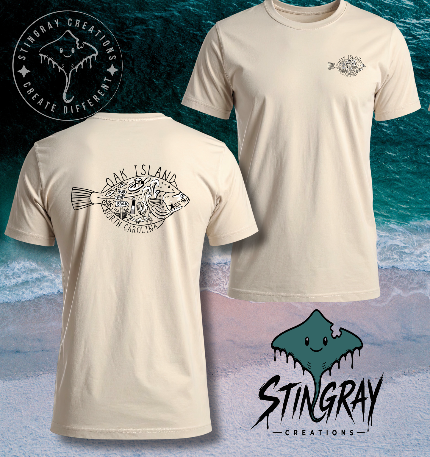 Oak Island NC Fish Shirt | Coastal North Carolina Fishing T Shirt