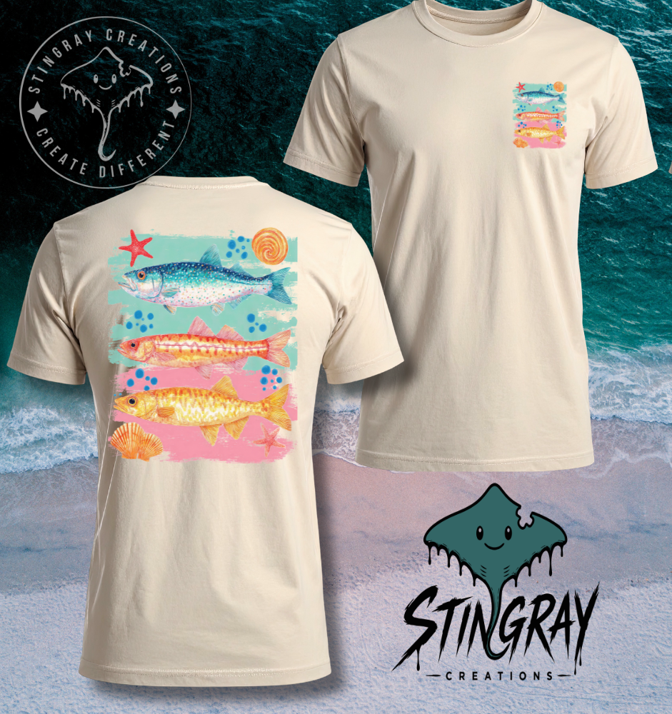 Coastal Fish Graphic Tee | Beach Fishing Shirt | Colorful Coastal Shirt