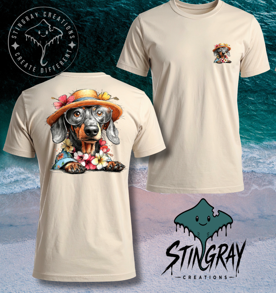 Dachshund Beach Shirt | Cute Wiener Dog Summer Tee | Coastal Dog Graphic T Shirt