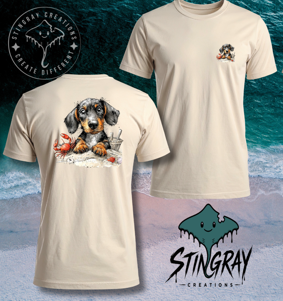 Dachshund Beach Shirt | Cute Wiener Dog Summer Tee | Coastal Dog Graphic T Shirt