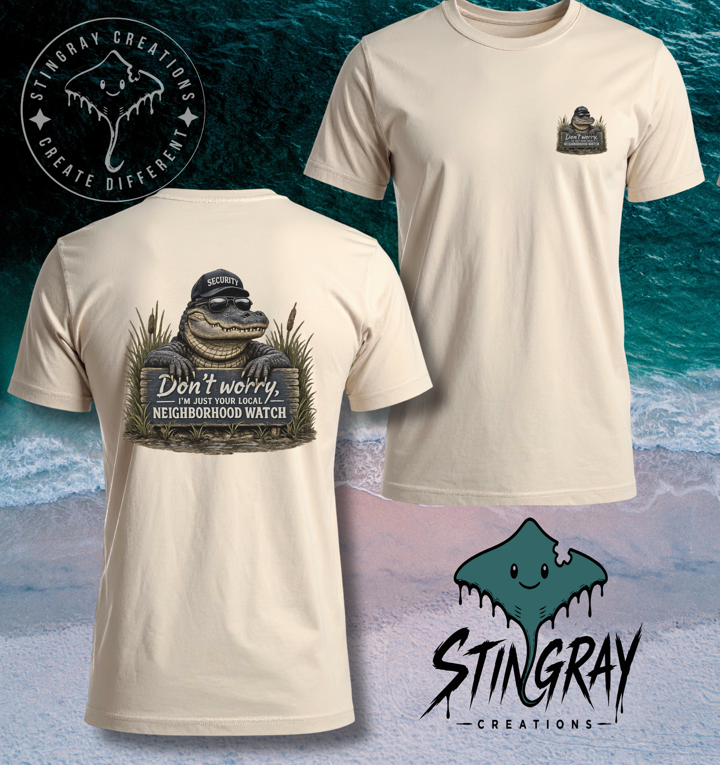 Don't Worry I'm Just Your Local Neighborhood Watch Alligator Shirt | Funny Southern Gator Tee