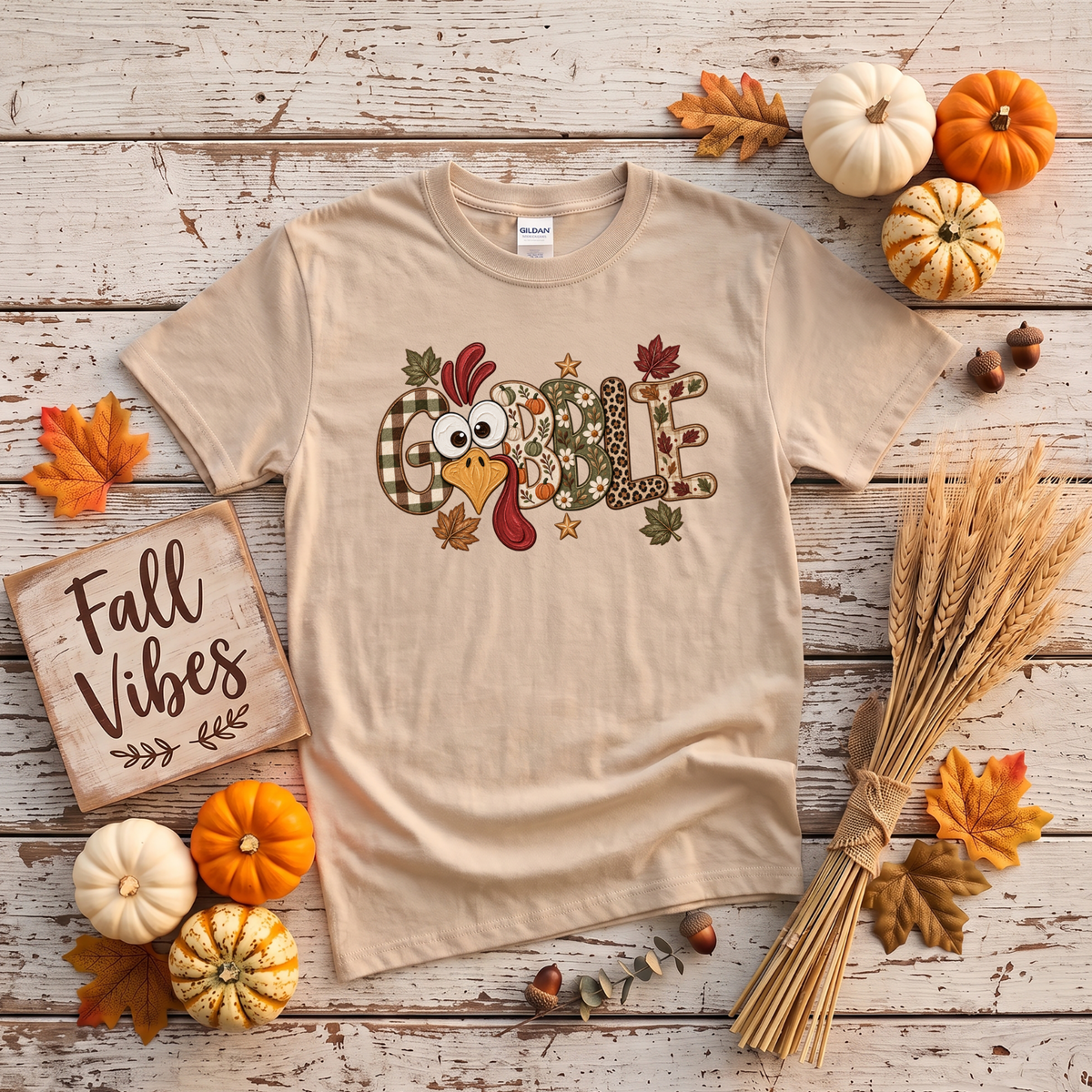 Gobble Turkey Thanksgiving T-Shirt or Sweatshirt | Cute Fall Graphic Apparel