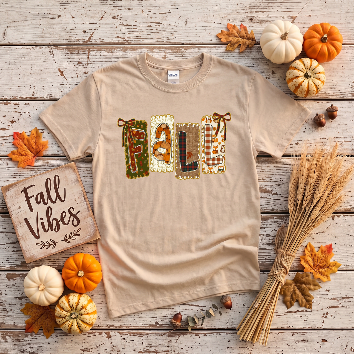 Patchwork Fall Crewneck Sweatshirt | Cozy Autumn Graphic Sweatshirt | Cute Fall Shirt