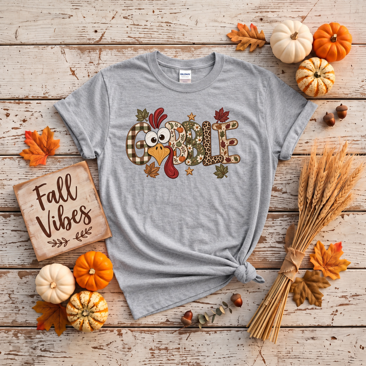 Gobble Turkey Thanksgiving T-Shirt or Sweatshirt | Cute Fall Graphic Apparel