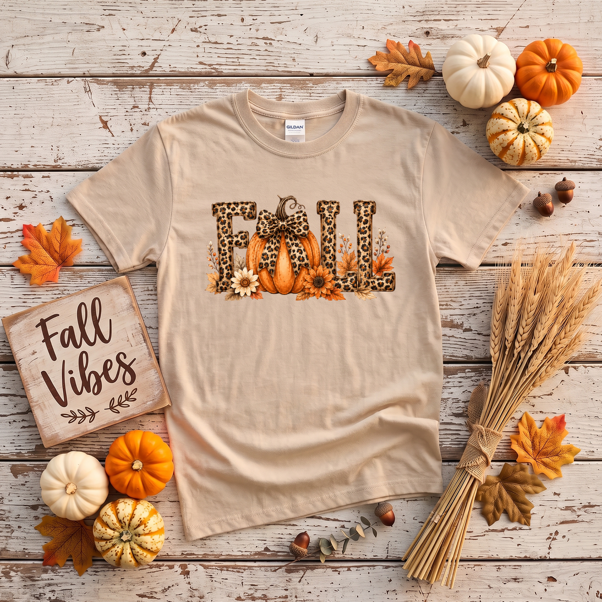 Leopard Fall Pumpkin Crewneck Sweatshirt | Cute Animal Print Autumn Sweatshirt