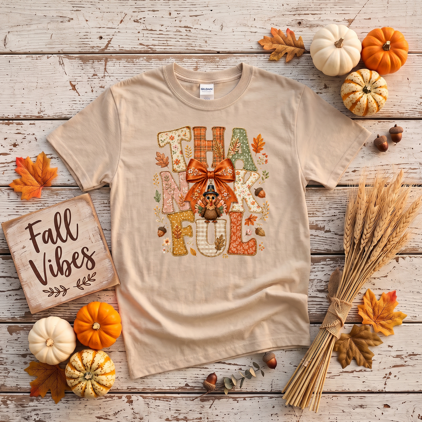Thankful Turkey Fall Crewneck Sweatshirt | Cute Thanksgiving Shirt | Cozy Autumn Graphic Sweatshirt