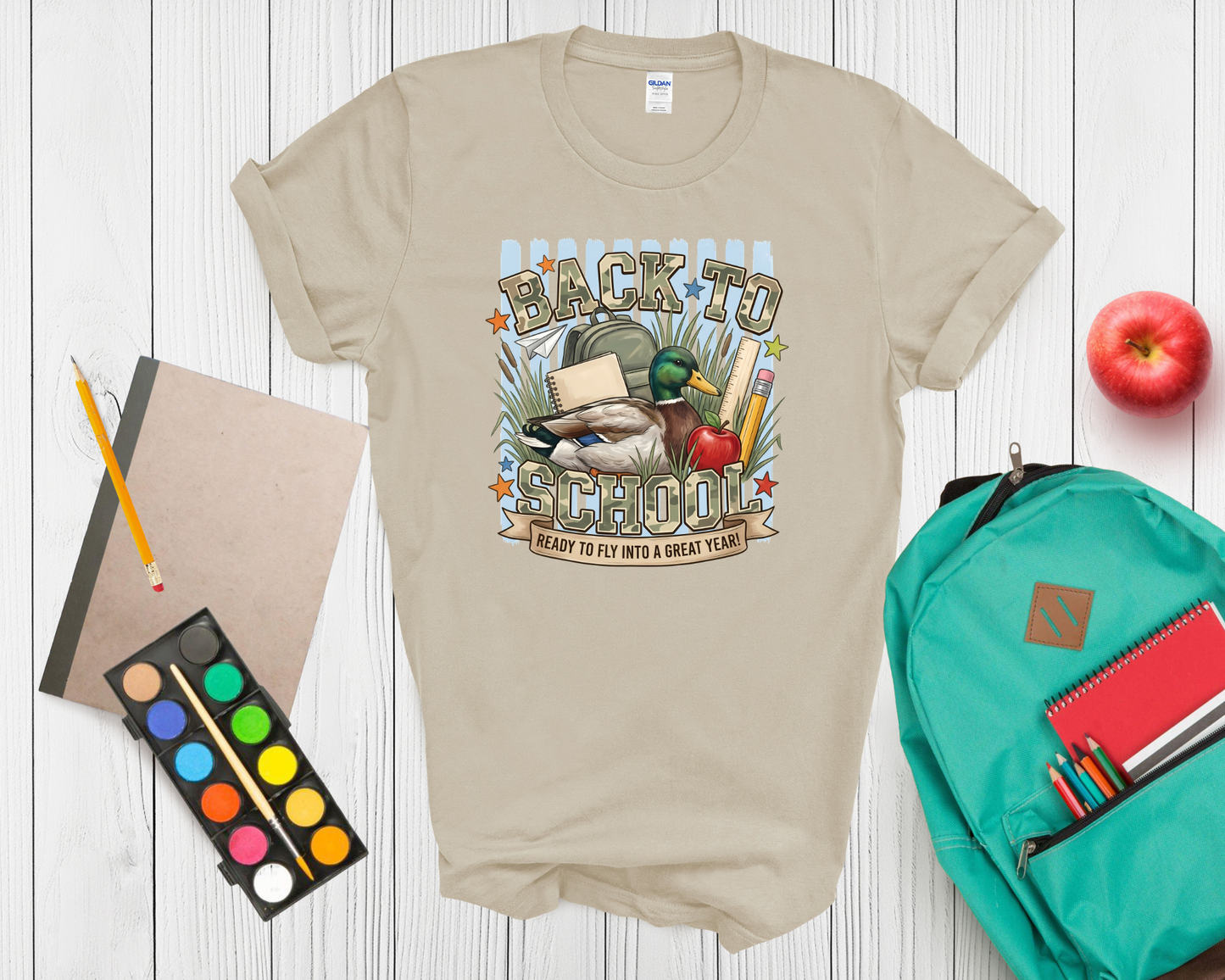 Back to School Duck Shirt | Funny Mallard Duck School T Shirt for Kids | Ready to Fly Into a Great Year Tee