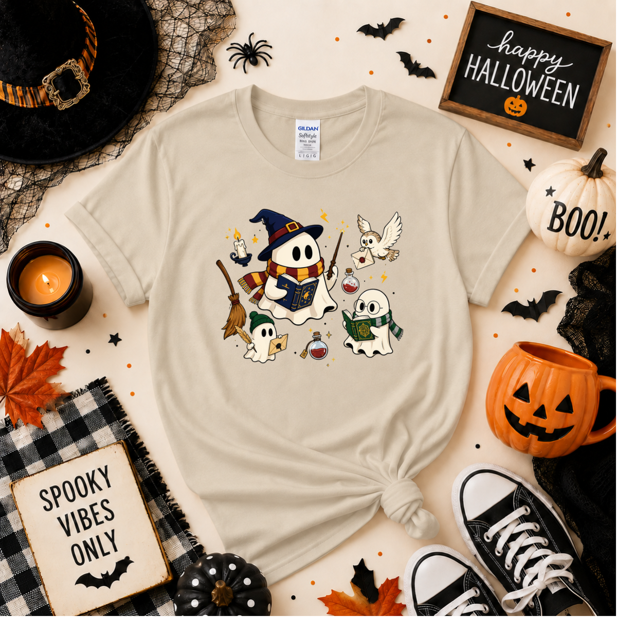Magic Ghost Readers Halloween Sweatshirt | Cute Wizard Ghost T-Shirt