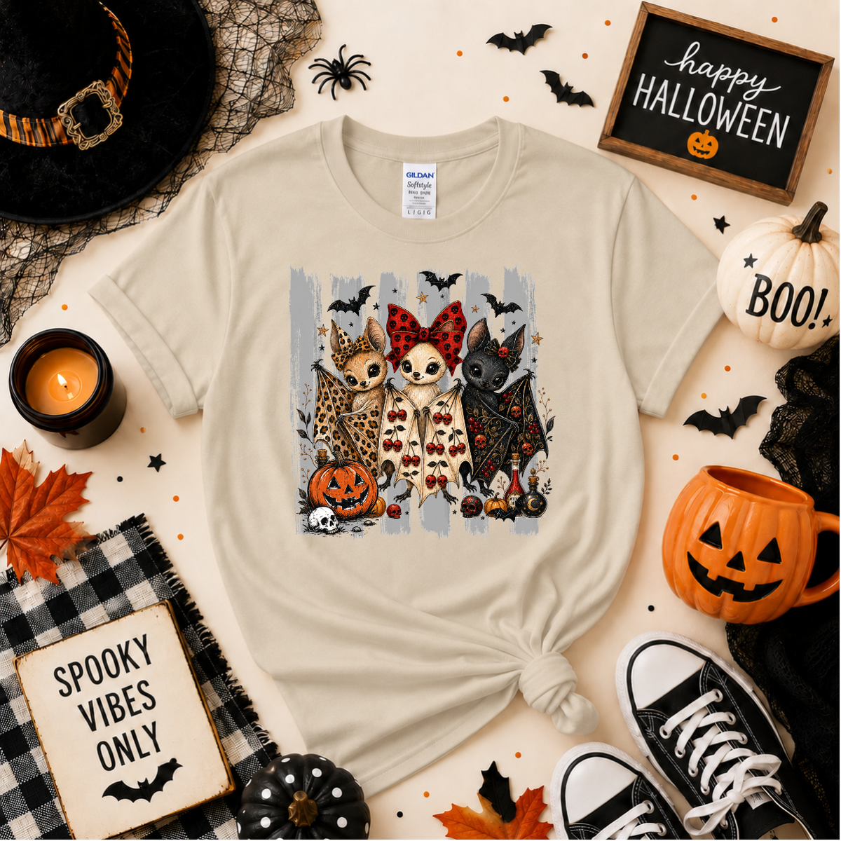 Cute Halloween Bat Trio Shirt | Spooky Bat T-Shirt or Sweatshirt