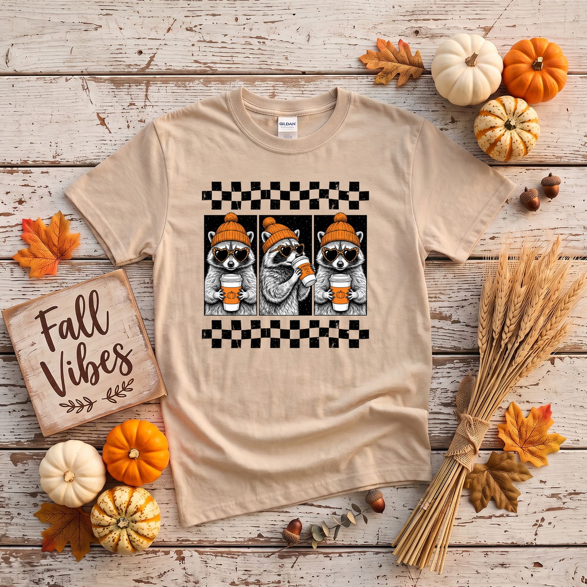 Pumpkin Spice Raccoon Crewneck Sweatshirt | Cute Fall Coffee Sweatshirt | Cozy Autumn Raccoon Shirt