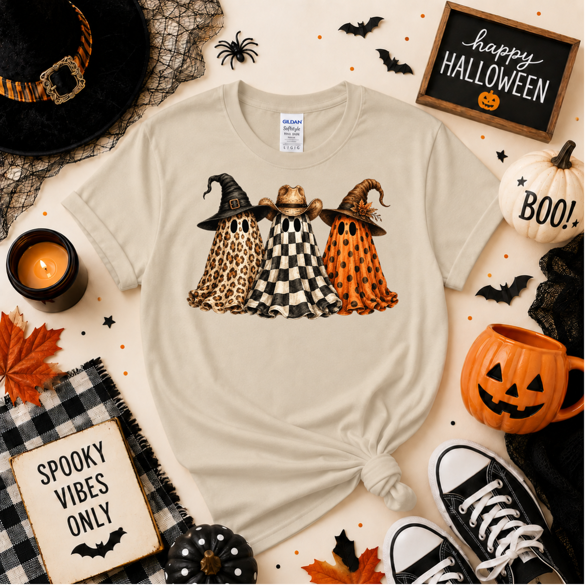 Spooky Ghost Trio Halloween Shirt | Western Ghost T-Shirt or Sweatshirt