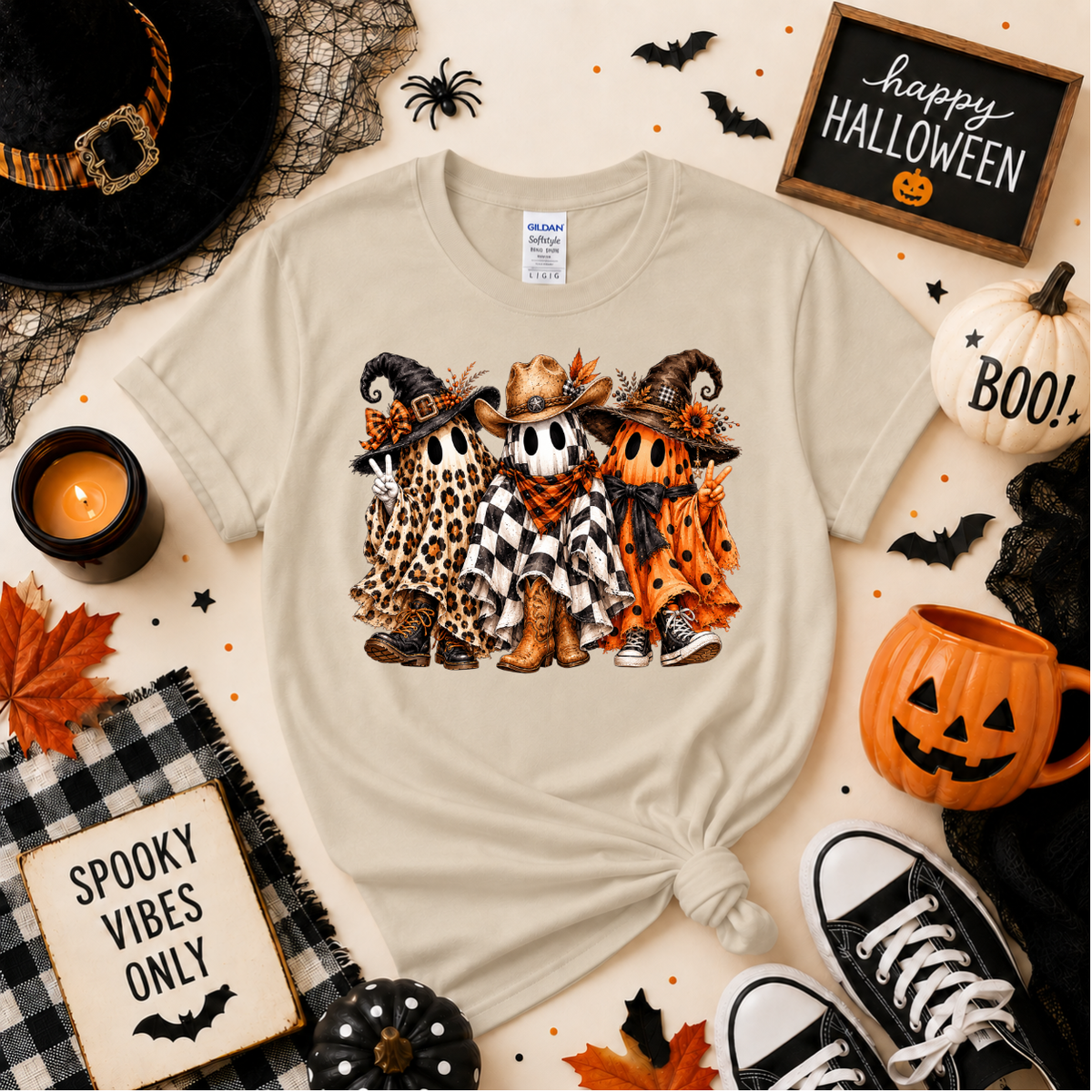 Spooky Ghost Besties Halloween Shirt | Western Ghost T-Shirt or Sweatshirt