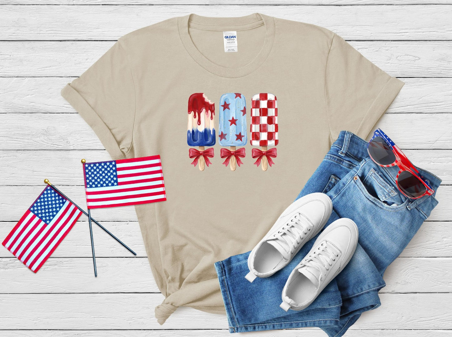 Patriotic Popsicle Graphic Tee | Fourth of July USA Shirt