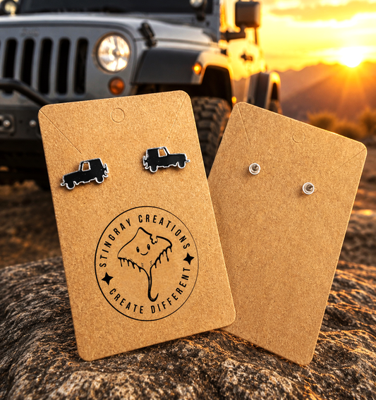Silver Mirror Jeep Stud Earrings | Jeep Lover Earrings | Off Road Jewelry Gift for Women