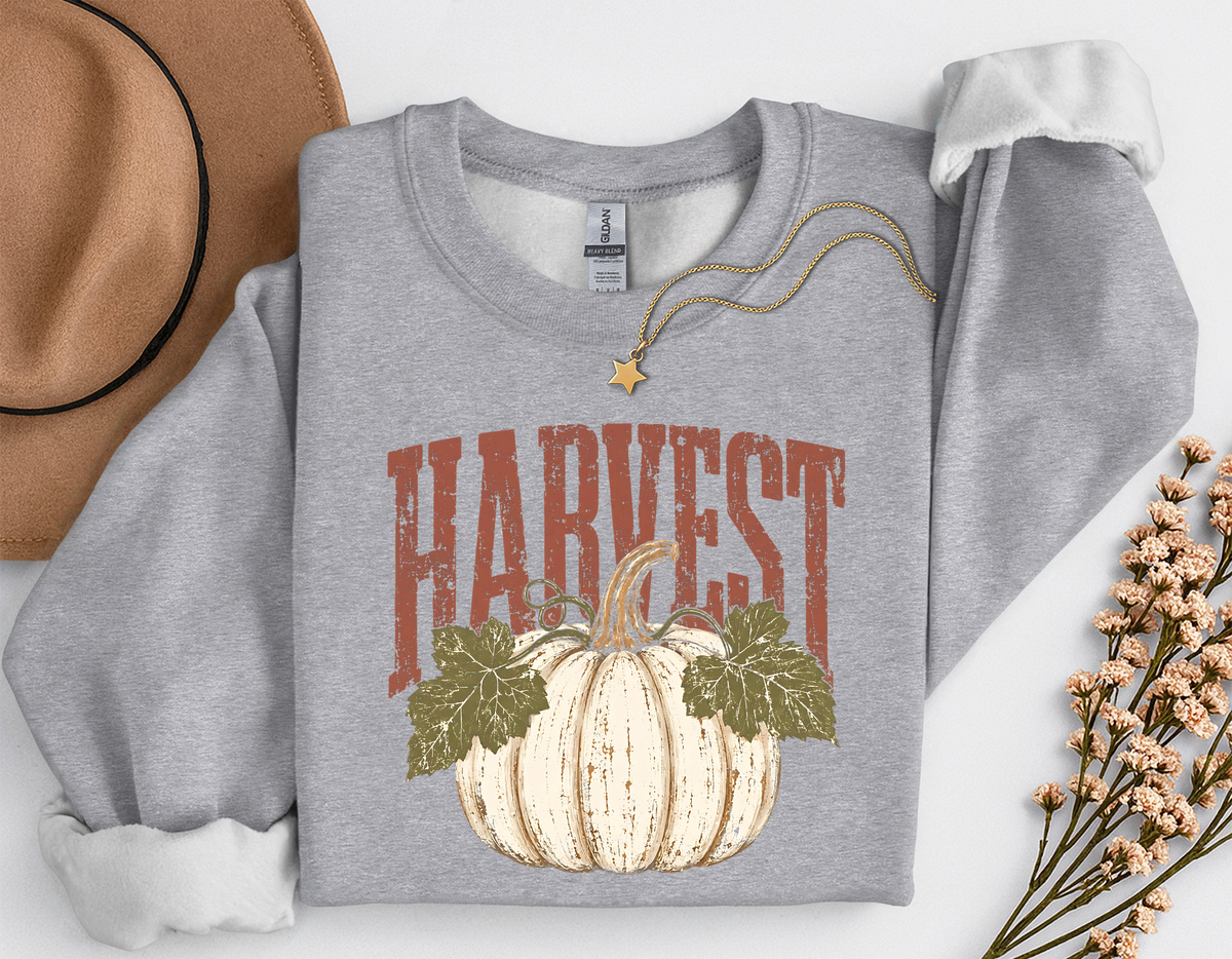 Harvest Pumpkin Crewneck Sweatshirt | Vintage Fall Pumpkin Sweatshirt