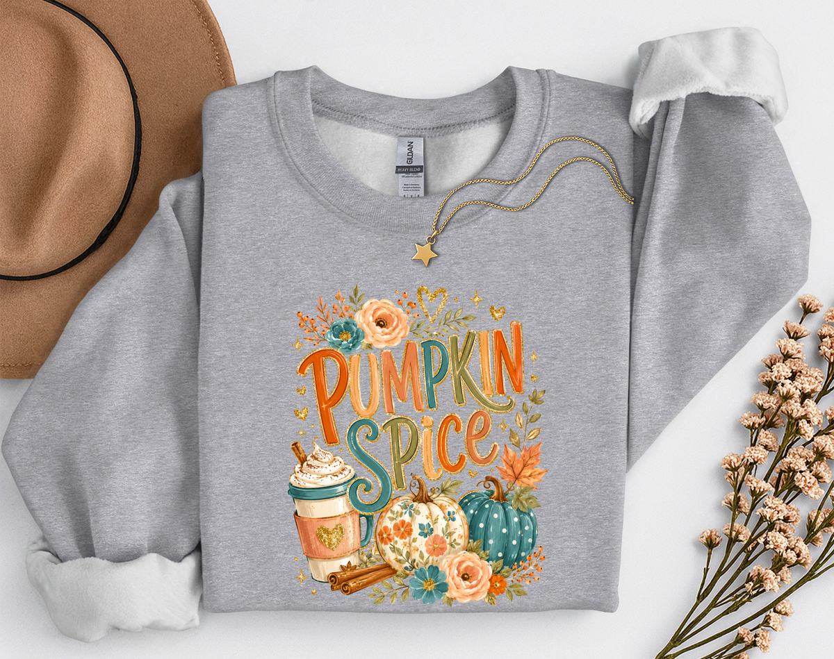 Pumpkin Spice Fall Crewneck Sweatshirt | Cozy Autumn Pumpkin Coffee Shirt