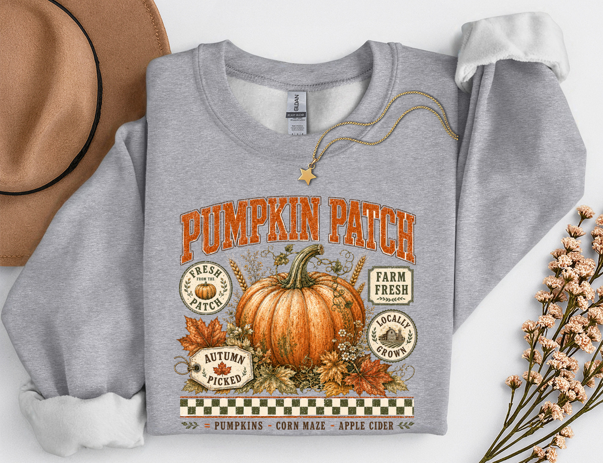 Pumpkin Patch Crewneck Sweatshirt | Vintage Fall Pumpkin Sweatshirt | Cozy Autumn Shirt