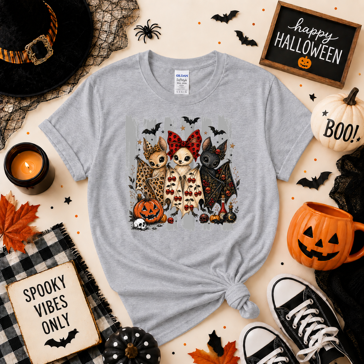Cute Halloween Bat Trio Shirt | Spooky Bat T-Shirt or Sweatshirt