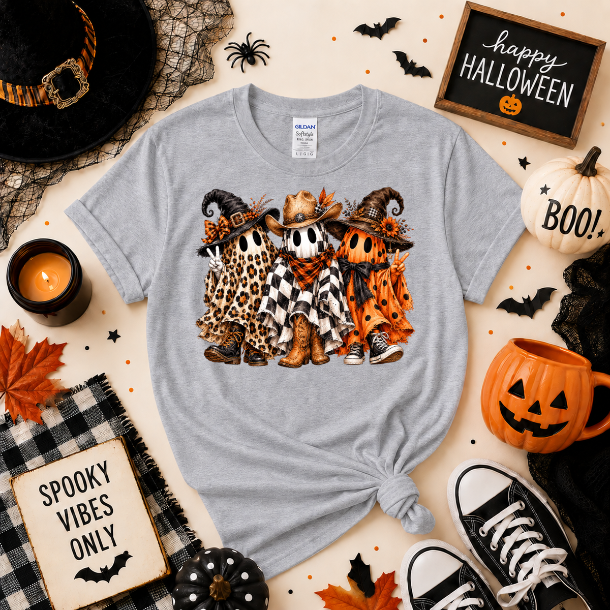 Spooky Ghost Besties Halloween Shirt | Western Ghost T-Shirt or Sweatshirt