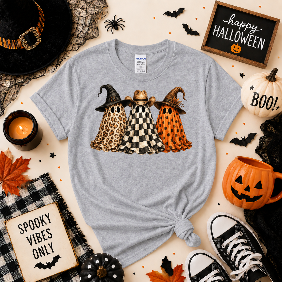 Spooky Ghost Trio Halloween Shirt | Western Ghost T-Shirt or Sweatshirt