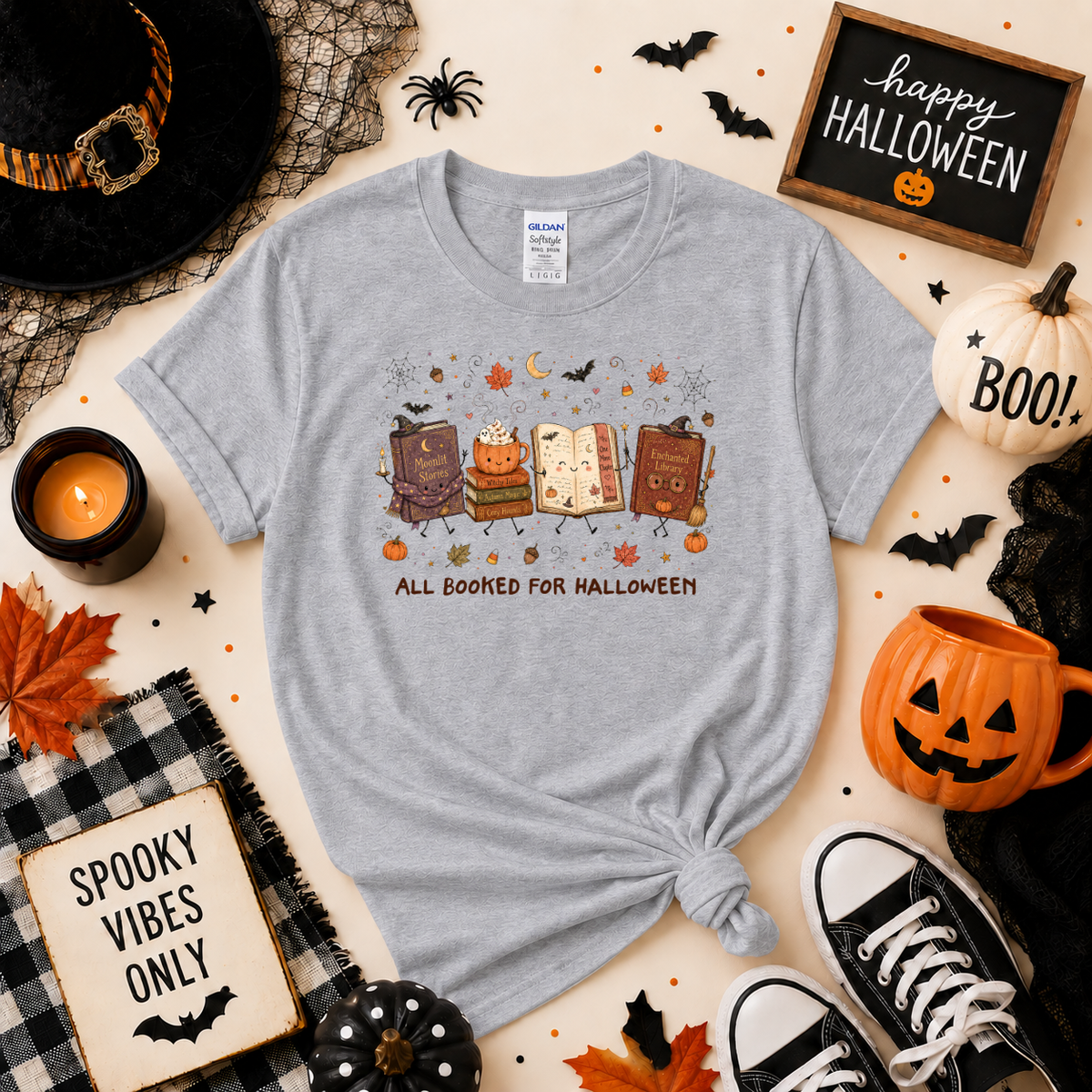 All Booked for Halloween Sweatshirt | Book Lover T-shirt
