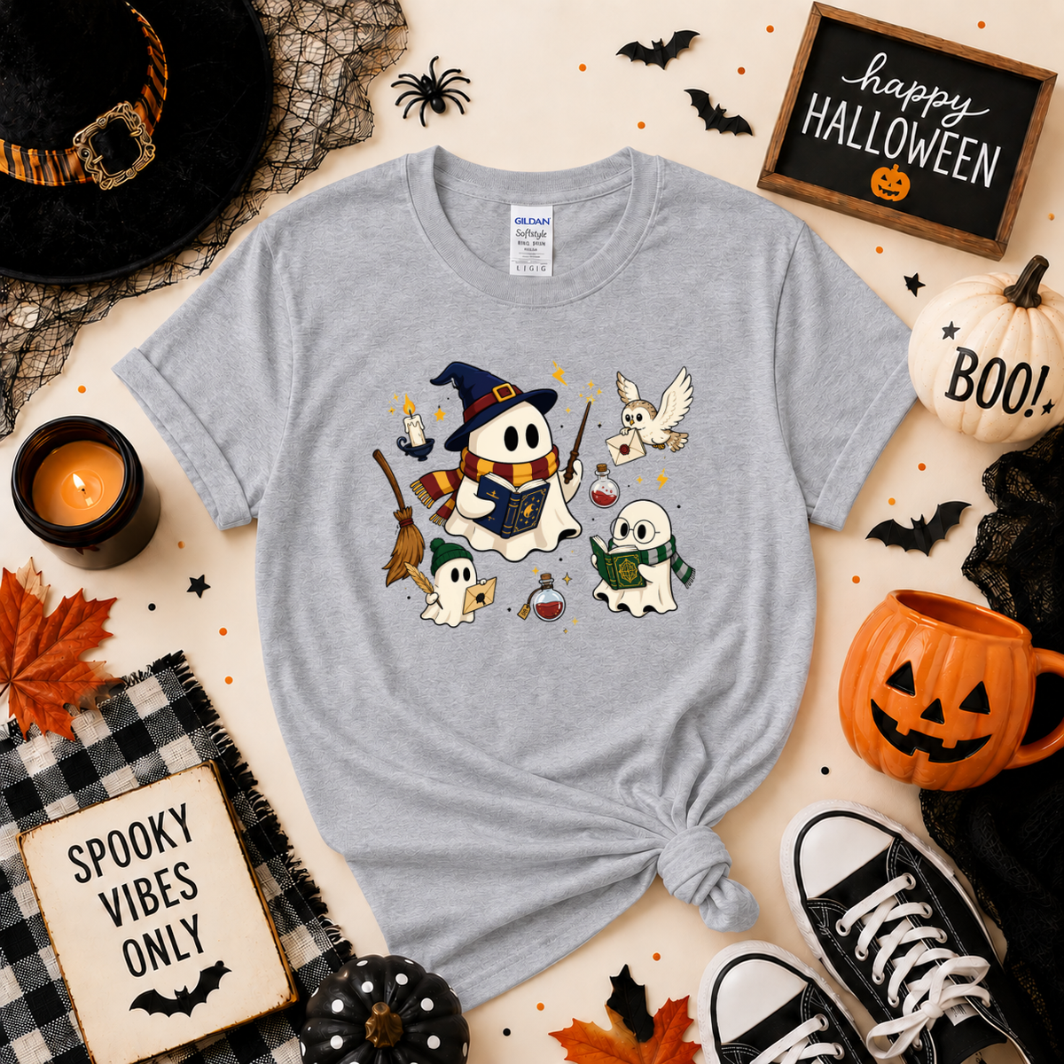 Magic Ghost Readers Halloween Sweatshirt | Cute Wizard Ghost T-Shirt