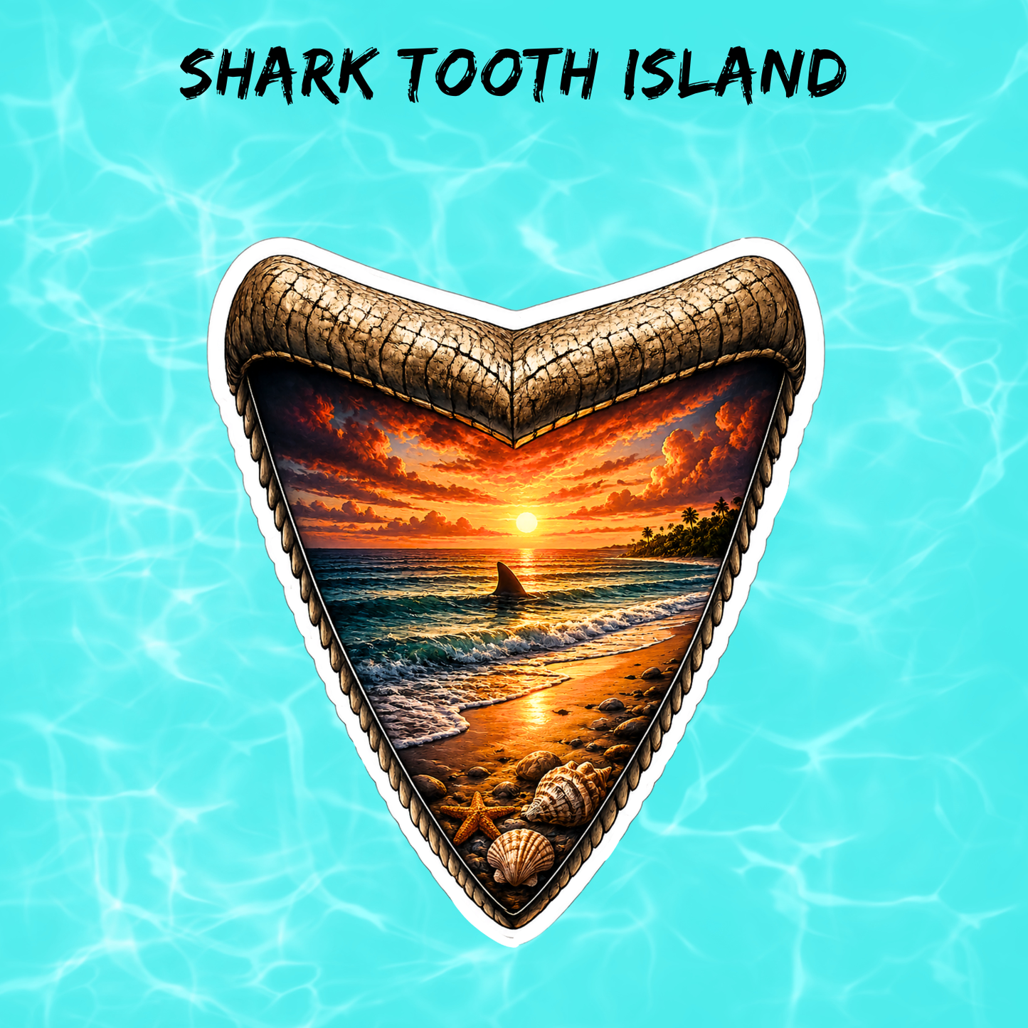Shark Tooth Island Sunset Sticker | Coastal Beach Sticker