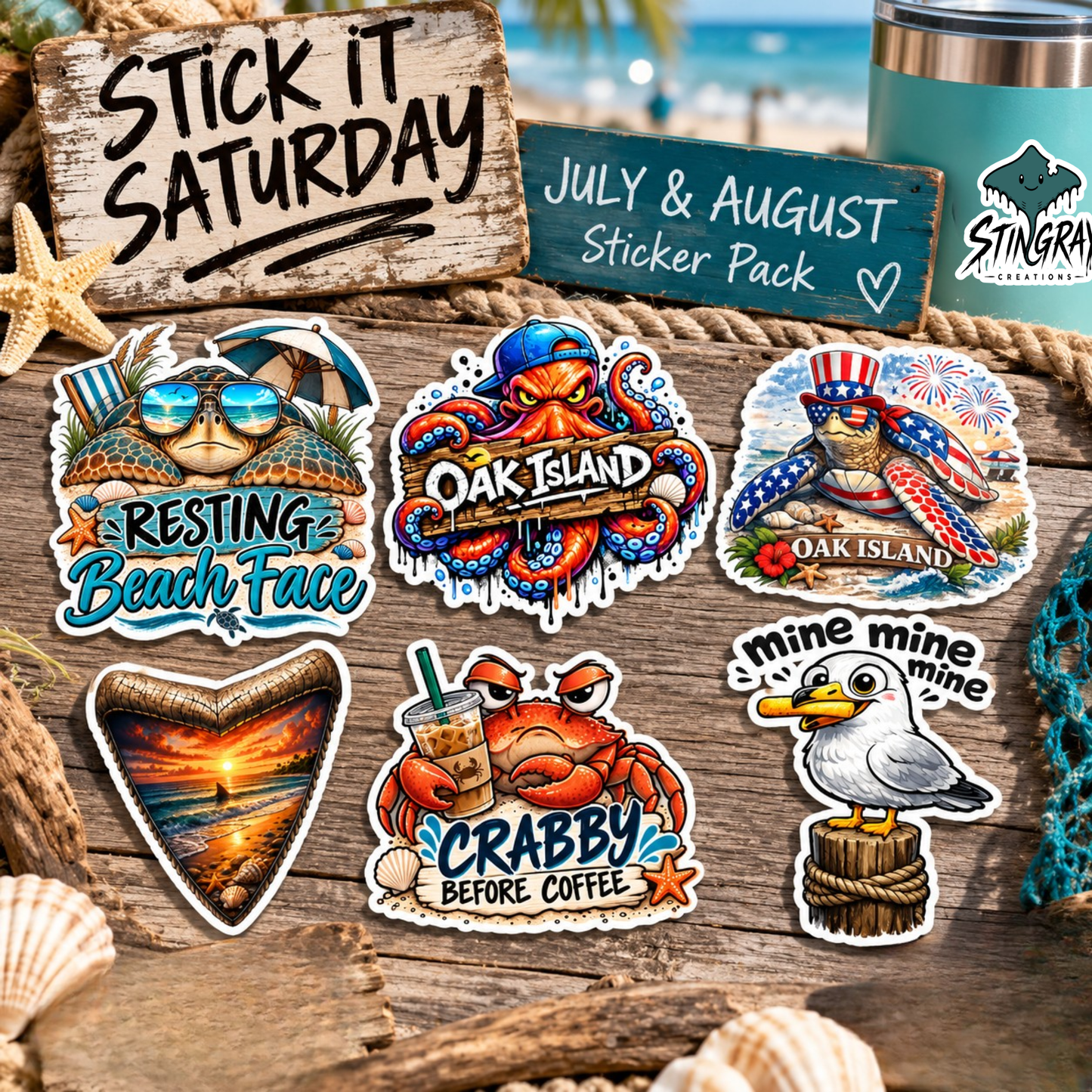 July & August Sticker Collection | Complete Stick It Saturday Sticker Bundle