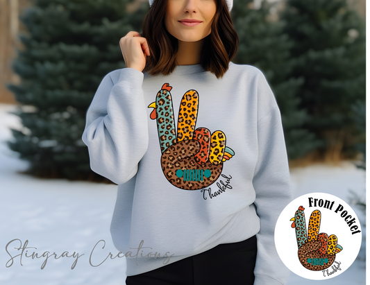 Leopard Print Thankful Jeep Wave Crewneck Sweatshirt