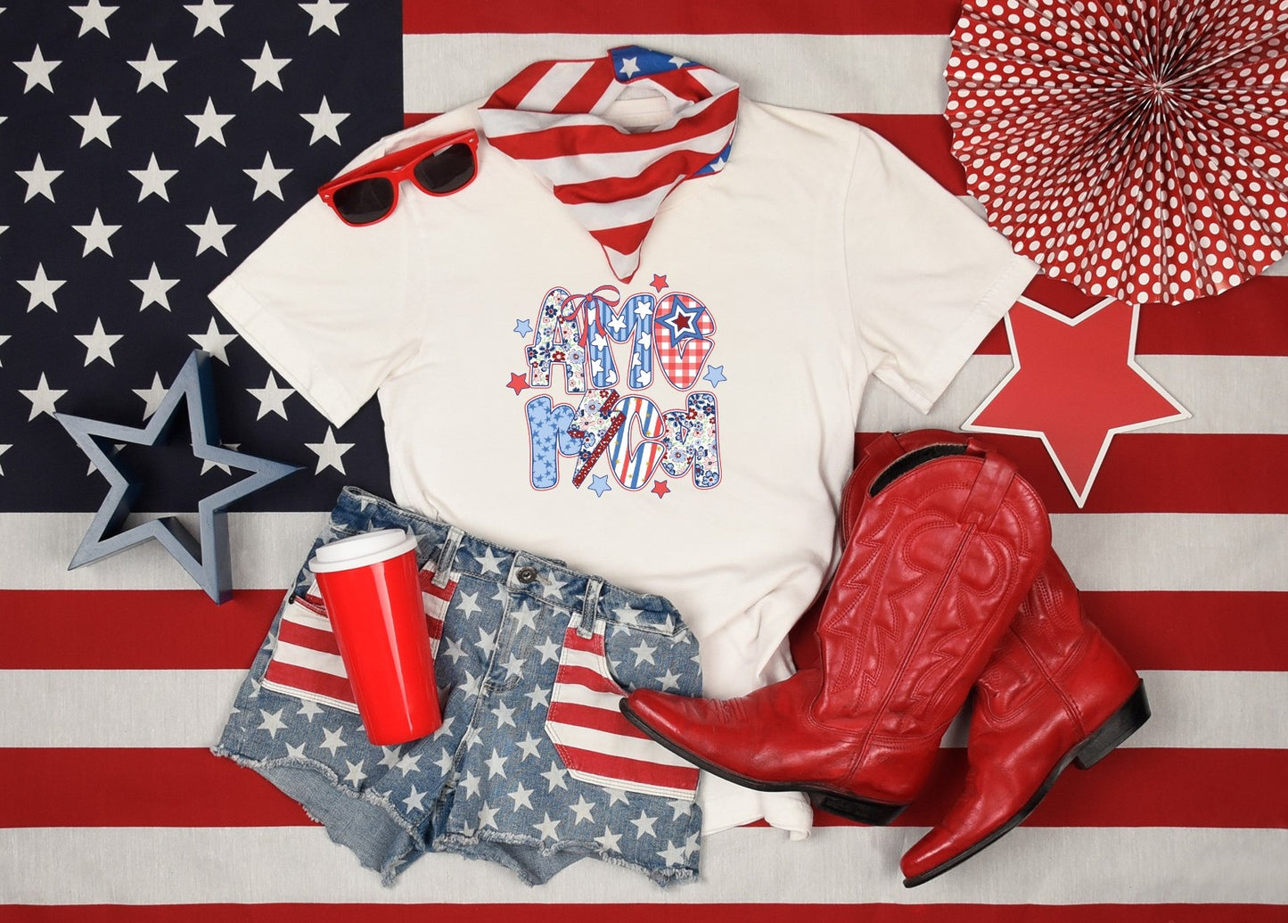 America Patriotic Graphic Tee | Cute Fourth of July Shirt