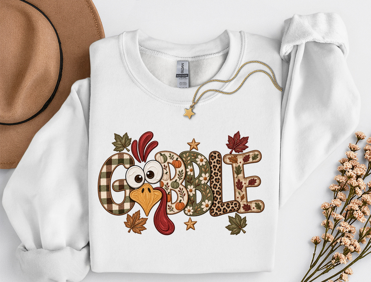 Gobble Turkey Thanksgiving T-Shirt or Sweatshirt | Cute Fall Graphic Apparel