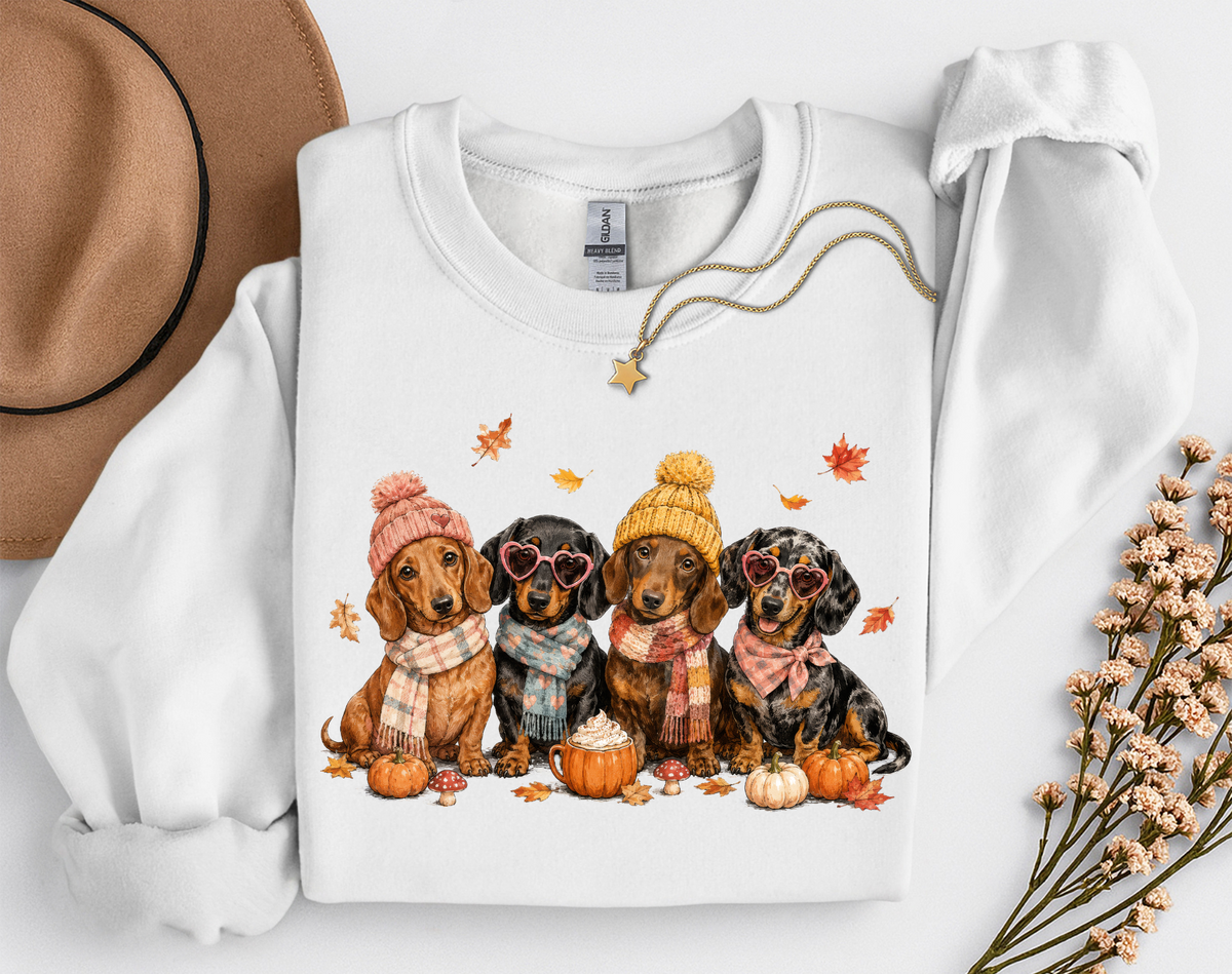 Fall Dachshund Crewneck Sweatshirt | Cute Weenie Dog Autumn Sweatshirt | Dog Lover Fall Shirt