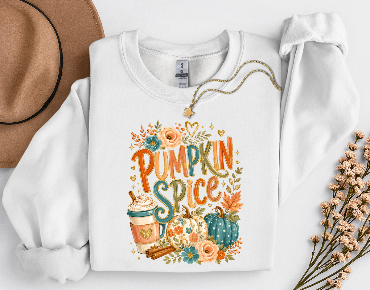 Pumpkin Spice Fall Crewneck Sweatshirt | Cozy Autumn Pumpkin Coffee Shirt