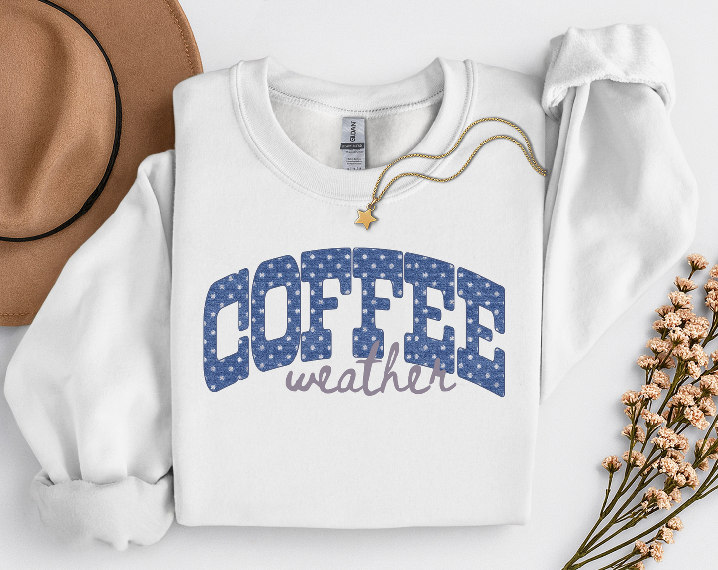 Coffee Weather Crewneck Sweatshirt | Cozy Coffee Lover Fall Sweatshirt | Polka Dot Coffee Shirt