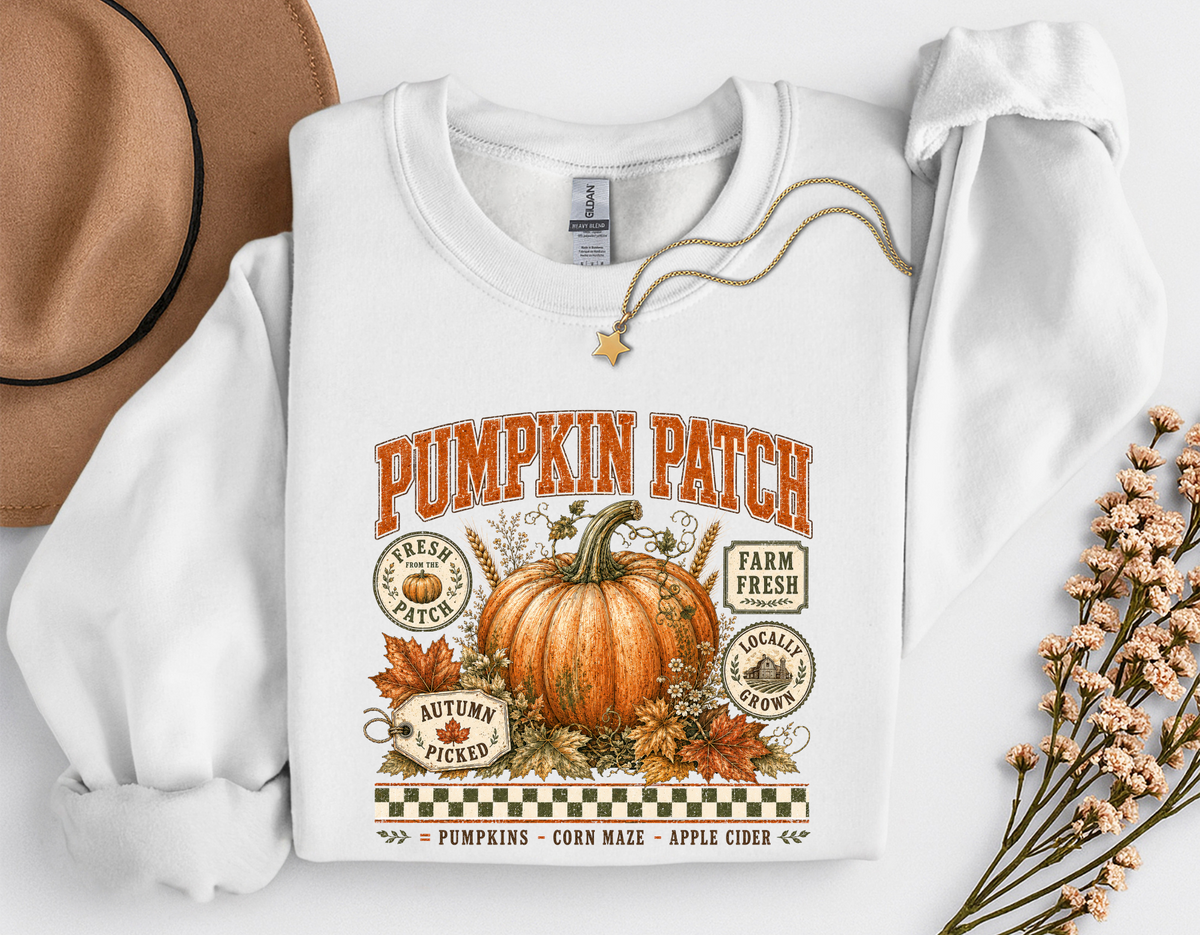Pumpkin Patch Crewneck Sweatshirt | Vintage Fall Pumpkin Sweatshirt | Cozy Autumn Shirt