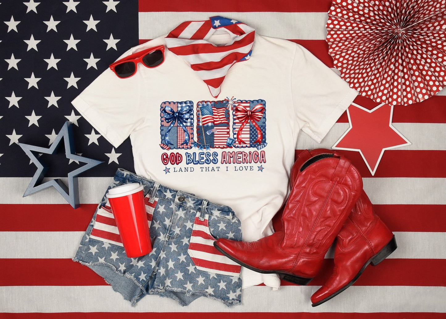 God Bless America Patriotic Graphic Tee | Fourth of July Shirt