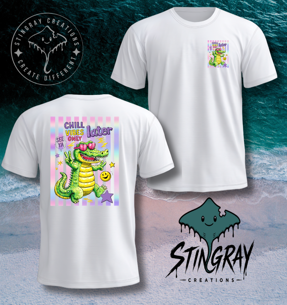 Funny Alligator Graphic Tee | Retro Summer Shirt | Cute Chill Vibes Beach T Shirt