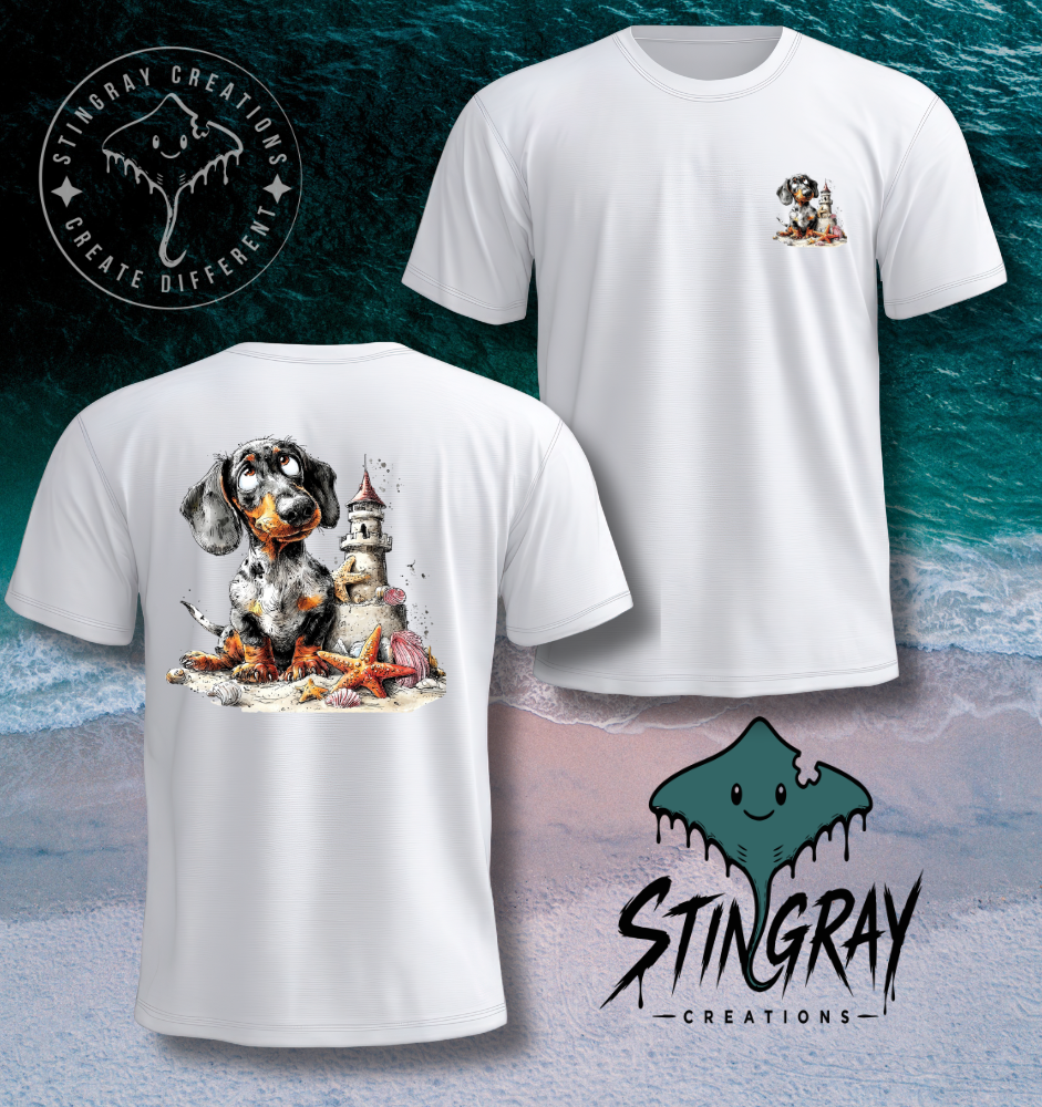 Dachshund Beach Shirt | Coastal Wiener Dog Tee | Lighthouse Dog Graphic T Shirt