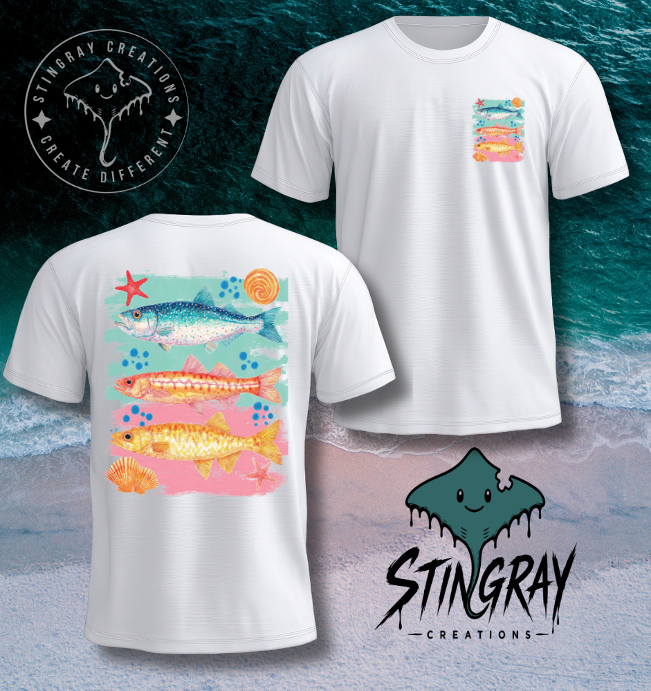 Coastal Fish Graphic Tee | Beach Fishing Shirt | Colorful Coastal Shirt