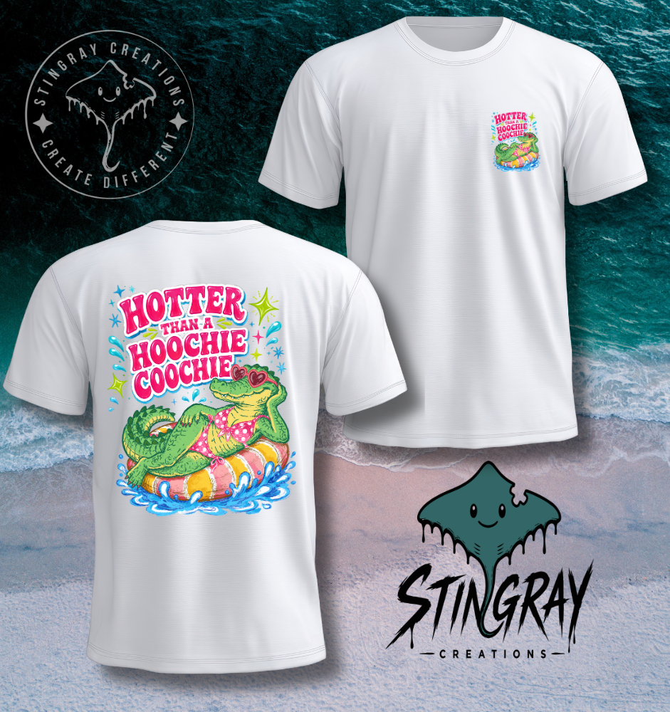 Funny Alligator Summer Shirt | Hotter Than a Hoochie Coochie Tee | Southern Beach Shirt