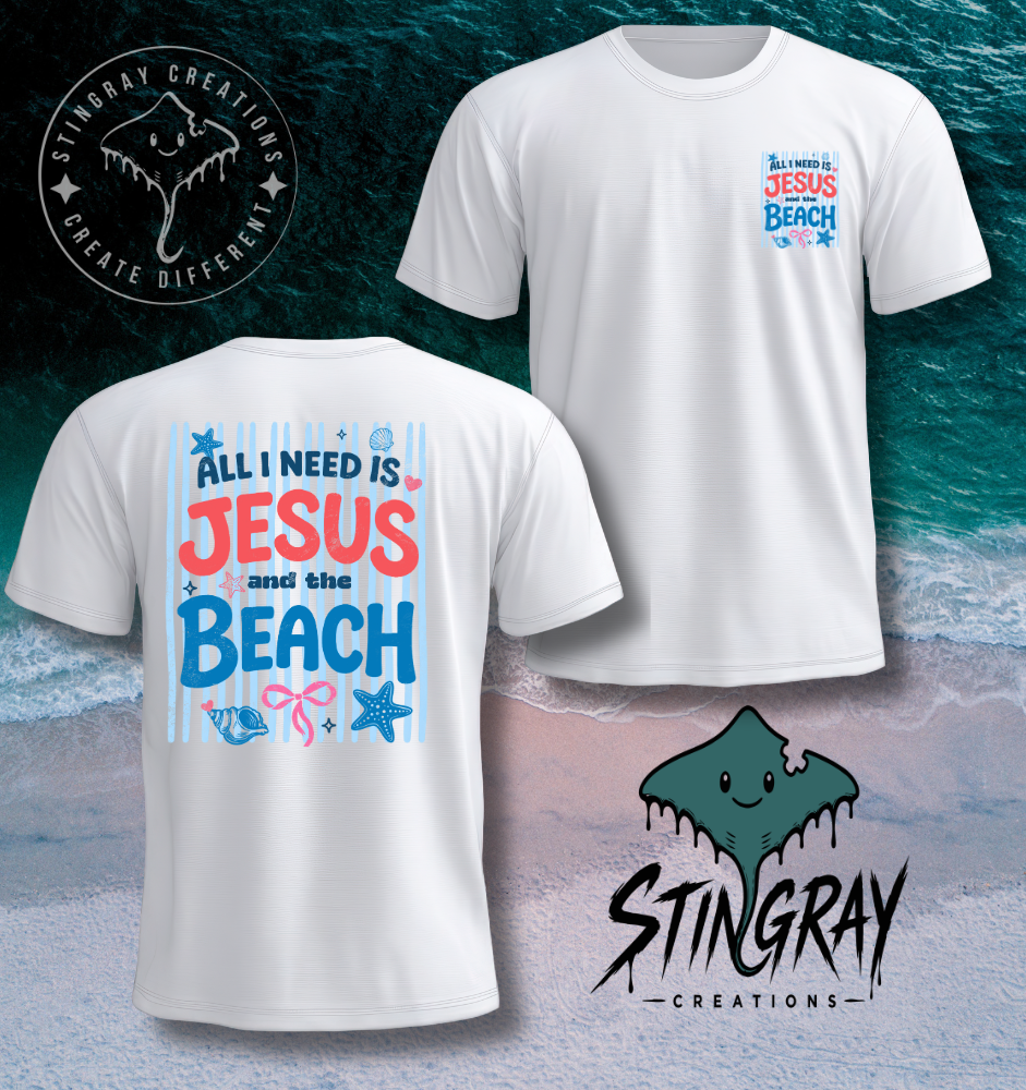 Jesus and the Beach Shirt | Christian Beach Graphic Tee | Faith Summer Shirt