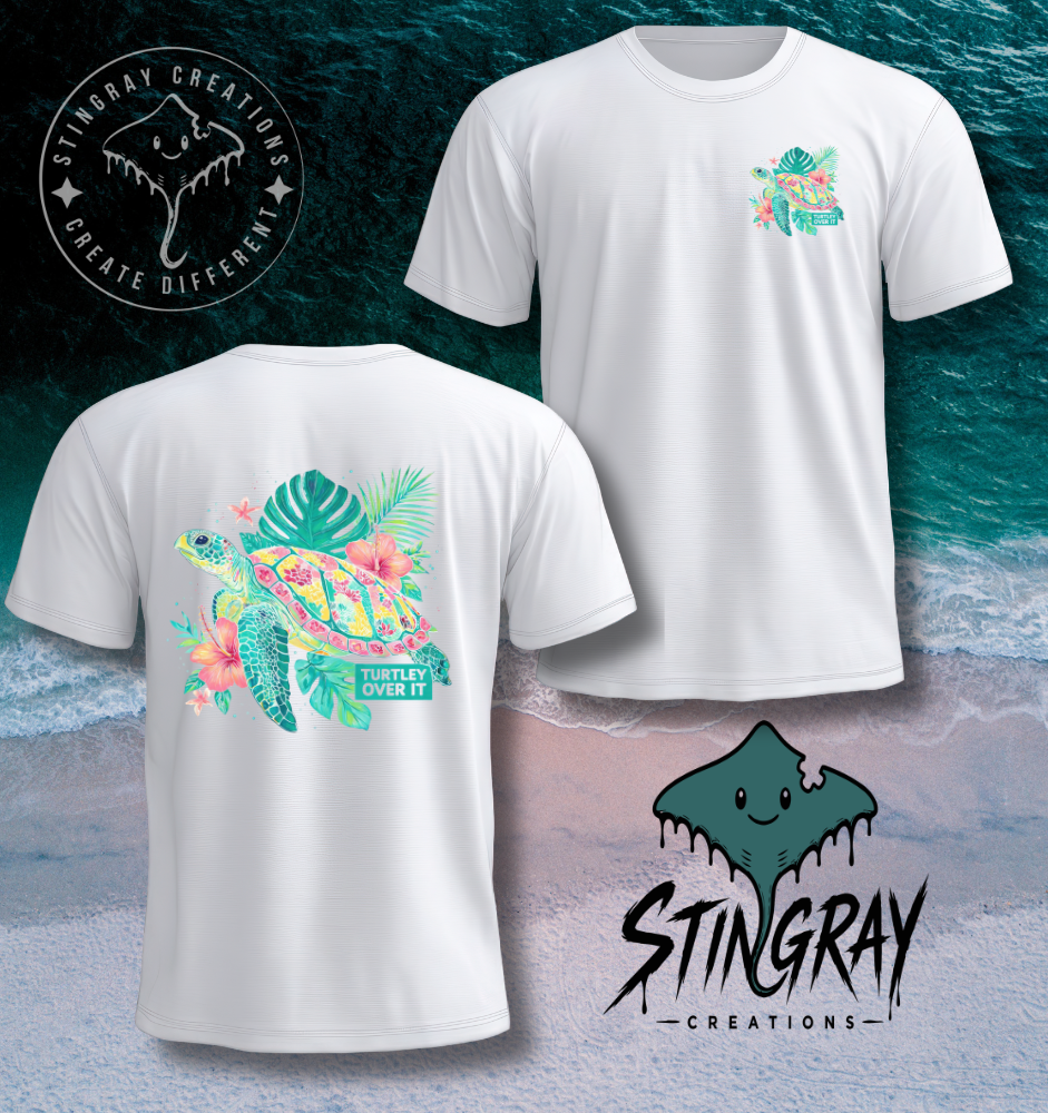Turtley Over It Shirt | Tropical Sea Turtle Graphic Tee