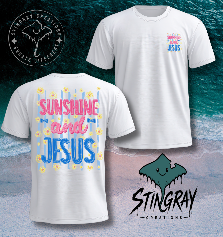 Christian Summer Shirt | Sunshine and Jesus Graphic Tee | Faith Based Boutique T Shirt