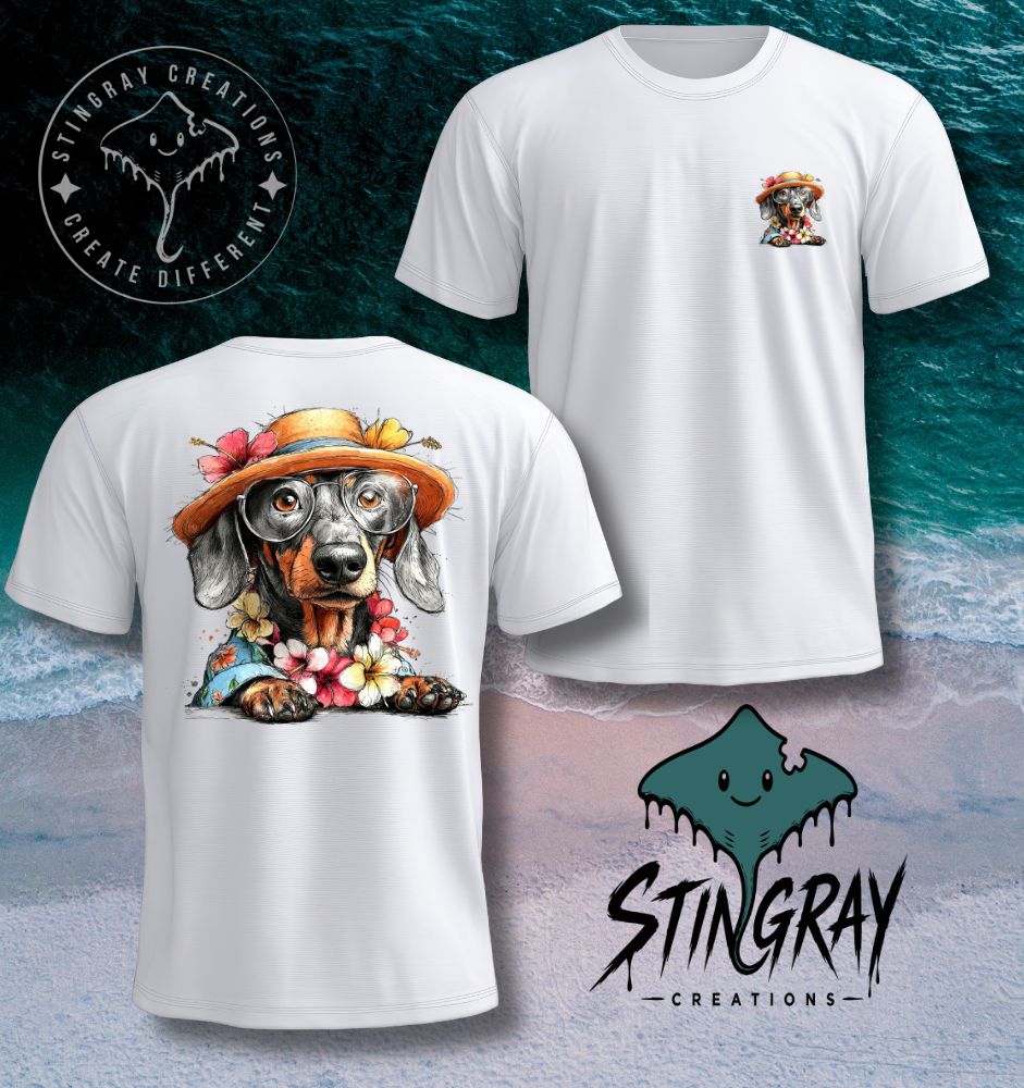 Dachshund Beach Shirt | Cute Wiener Dog Summer Tee | Coastal Dog Graphic T Shirt
