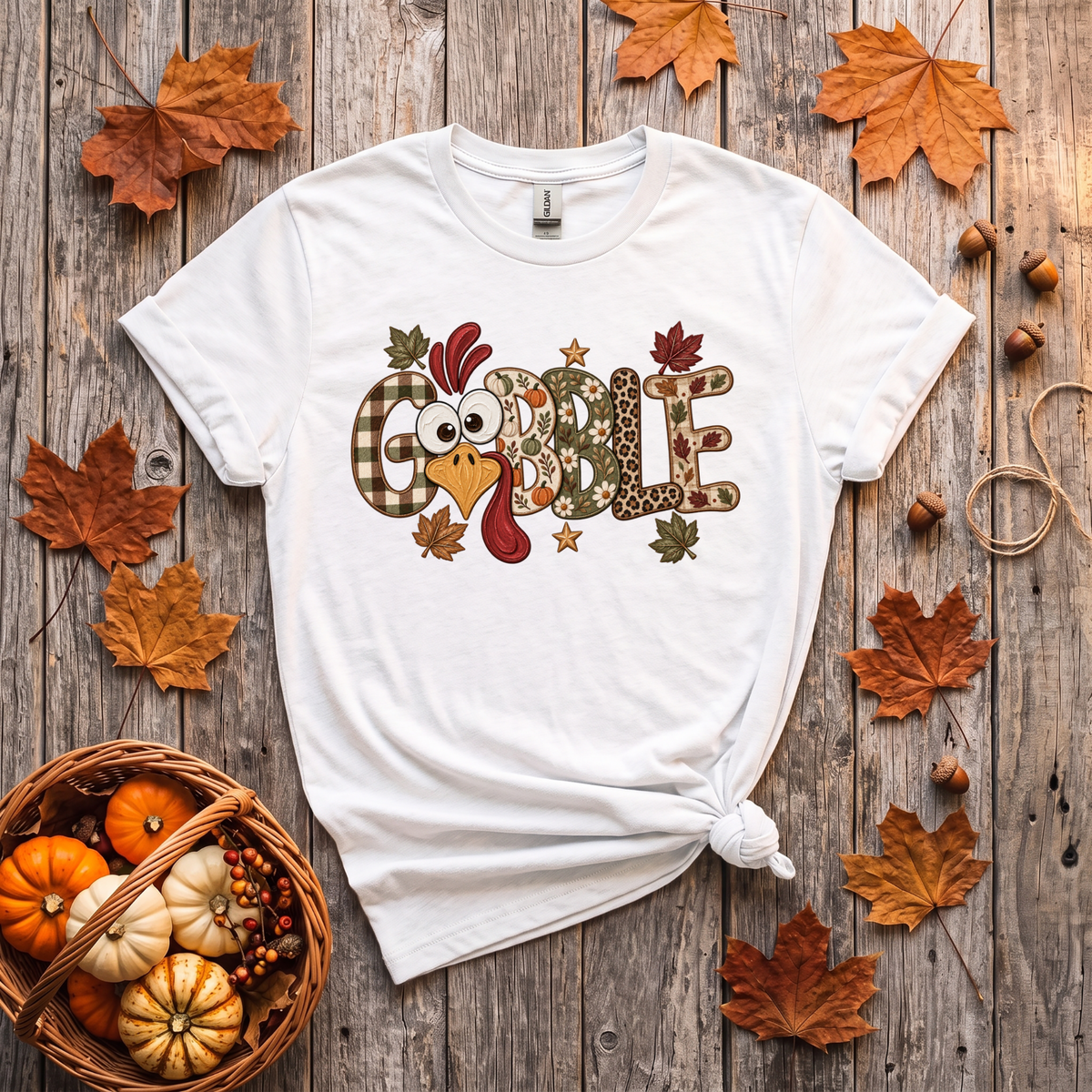 Gobble Turkey Thanksgiving T-Shirt or Sweatshirt | Cute Fall Graphic Apparel