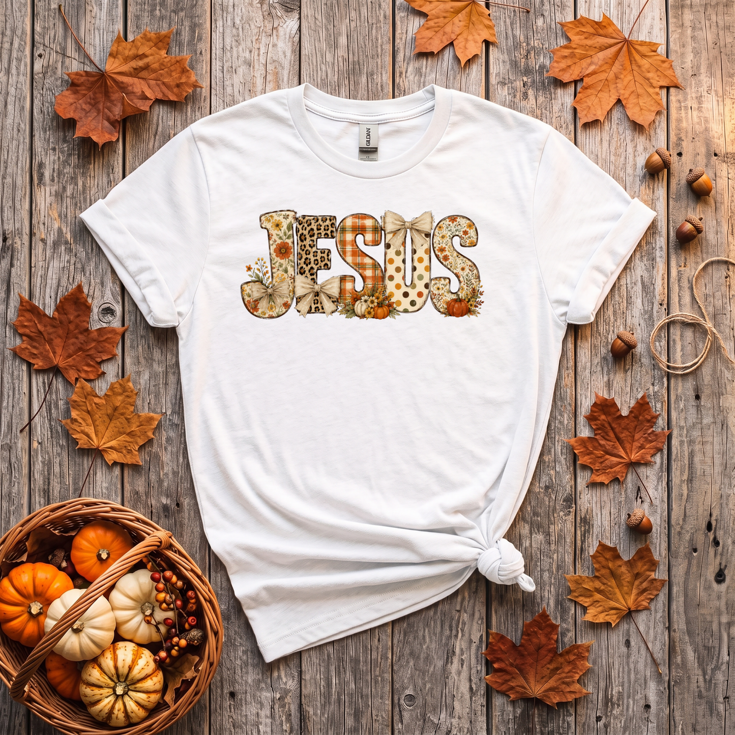 Fall Jesus Shirt | Floral Leopard Pumpkin Christian T-Shirt & Crewneck Sweatshirt