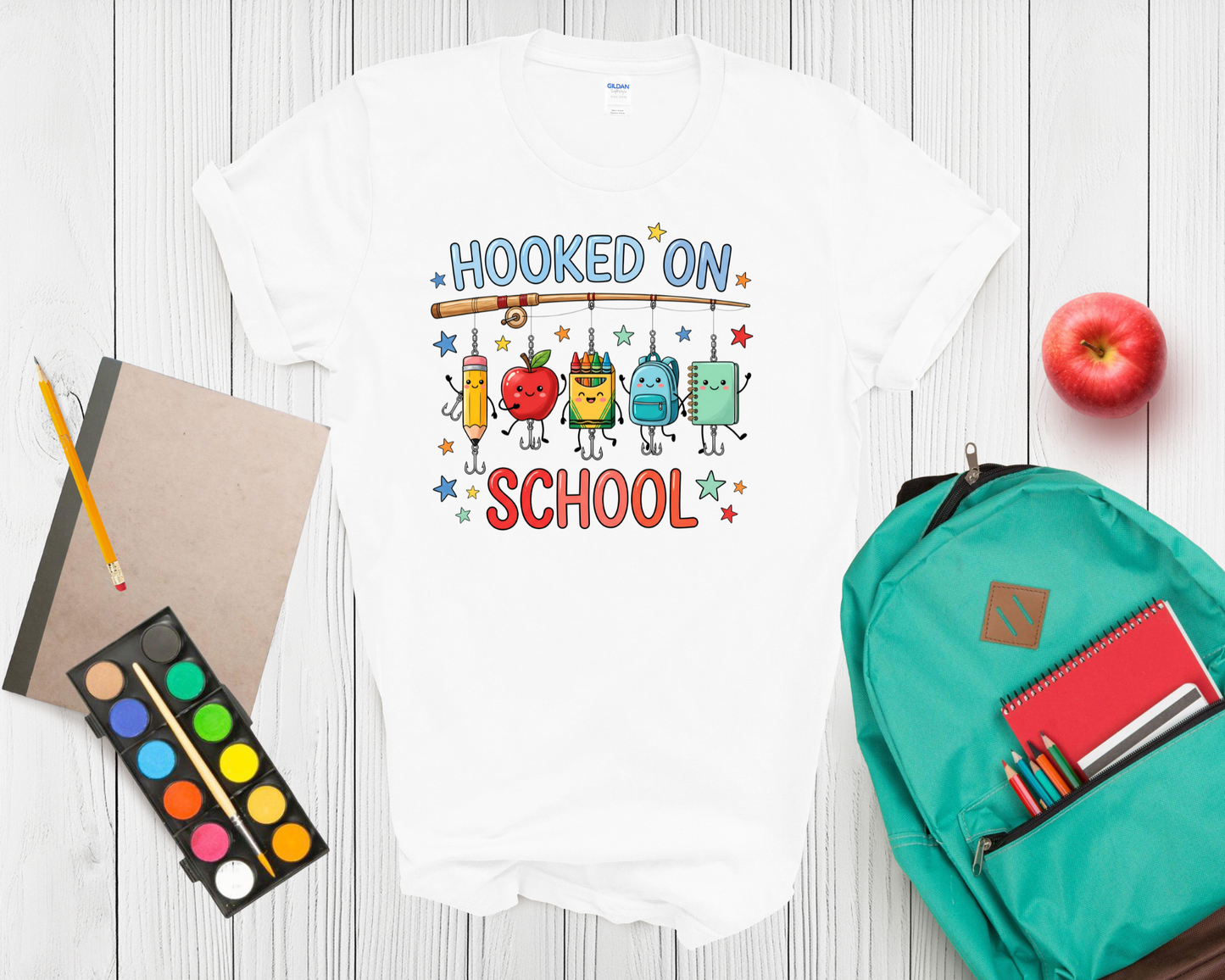 Hooked on School Shirt | Funny Back to School Fishing T Shirt for Kids | First Day of School Tee