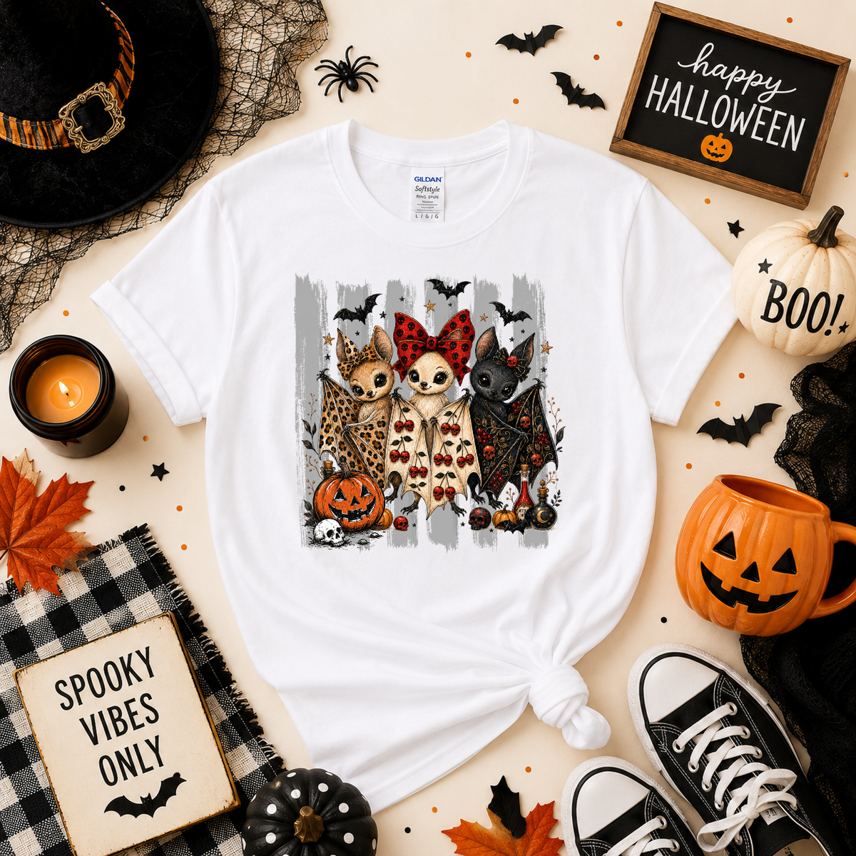 Cute Halloween Bat Trio Shirt | Spooky Bat T-Shirt or Sweatshirt