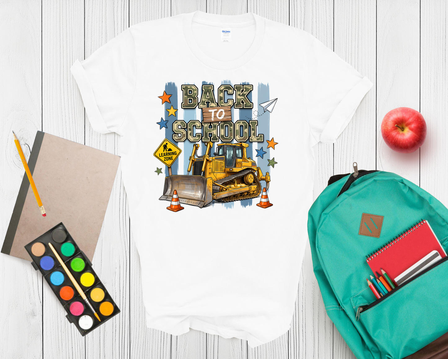 Back to School Construction Truck Shirt | Bulldozer School T Shirt for Kids | First Day of School Tee