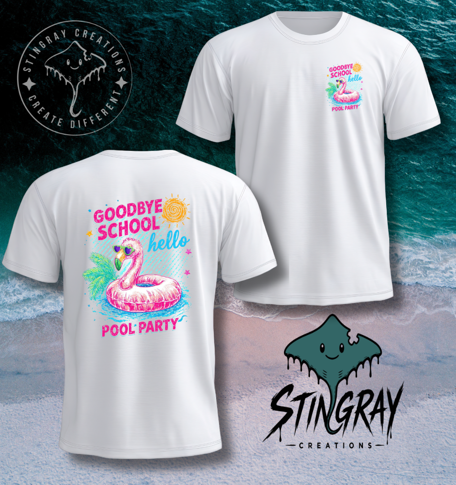 Goodbye School Hello Pool Party Shirt | Flamingo Summer Tee